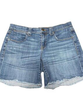 Jcrew Blue Denim Shorts With Raw Hem